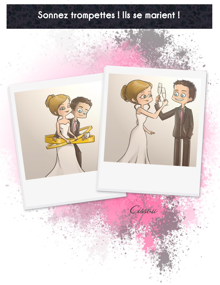Illustrations du faire-part de mariage d'Ann et Tom